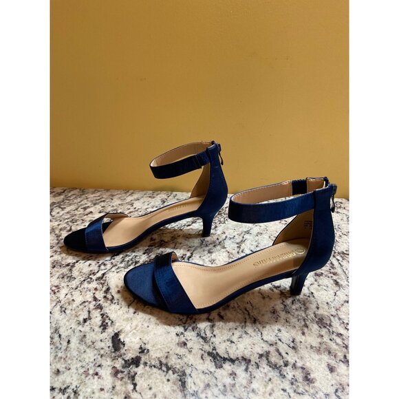 Dream Pairs Satin Ankle Strap Heels 7 Fiona Navy Blue Open Toe Dressy - Picture 5 of 8